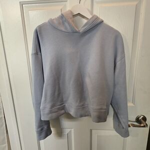 Cozy Light Blue Crop Hoodie Sweater